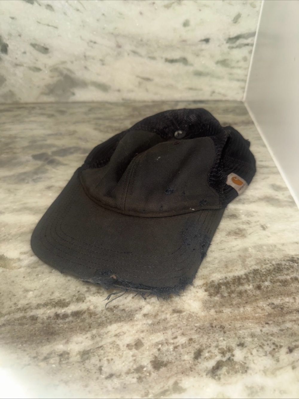 Carhartt Black Washed Canvas Cap with Logo Tab